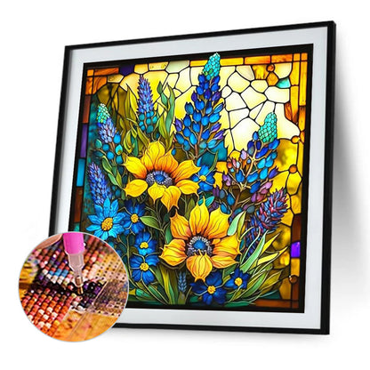 Flower Glass Painting - Full Square Drill Diamond Painting 30*30CM