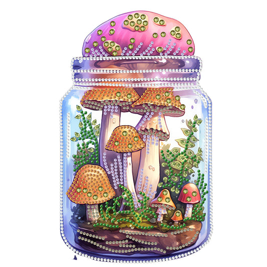 Glass Bottle Mushroom House -  Special Shaped Drill Diamond Painting 30*30CM