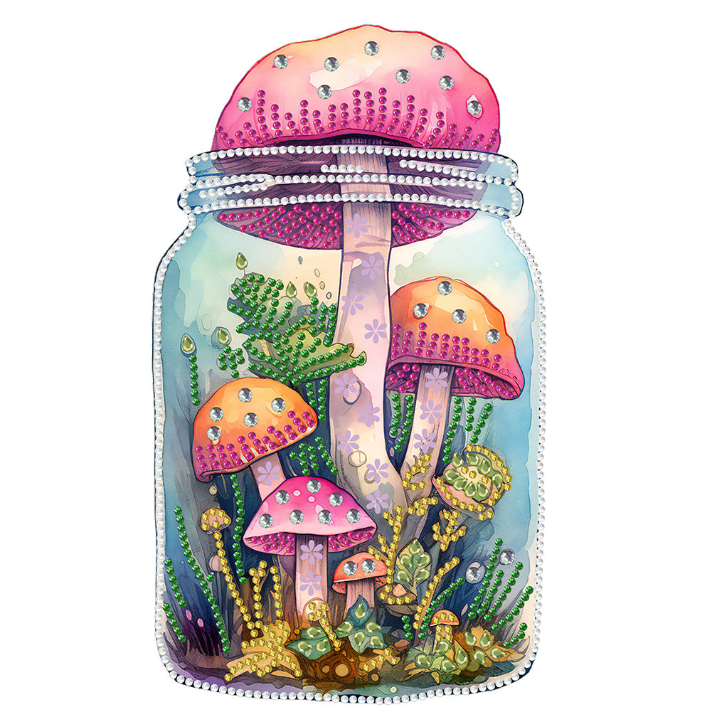 Glass Bottle Mushroom House -  Special Shaped Drill Diamond Painting 30*30CM