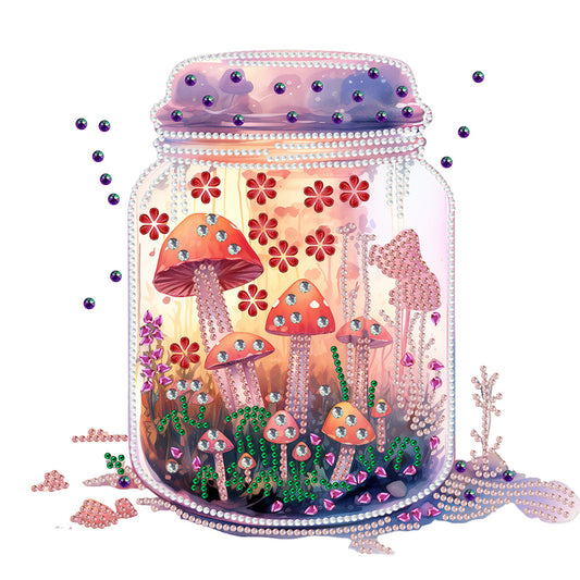 Glass Bottle Mushroom House -  Special Shaped Drill Diamond Painting 30*30CM