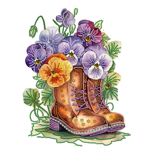 Flower Boots - Special Shaped Drill Diamond Painting 30*40CM