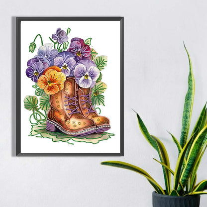 Flower Boots - Special Shaped Drill Diamond Painting 30*40CM