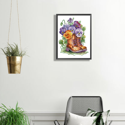 Flower Boots - Special Shaped Drill Diamond Painting 30*40CM