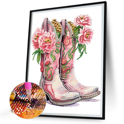 Flower Boots - Special Shaped Drill Diamond Painting 30*40CM