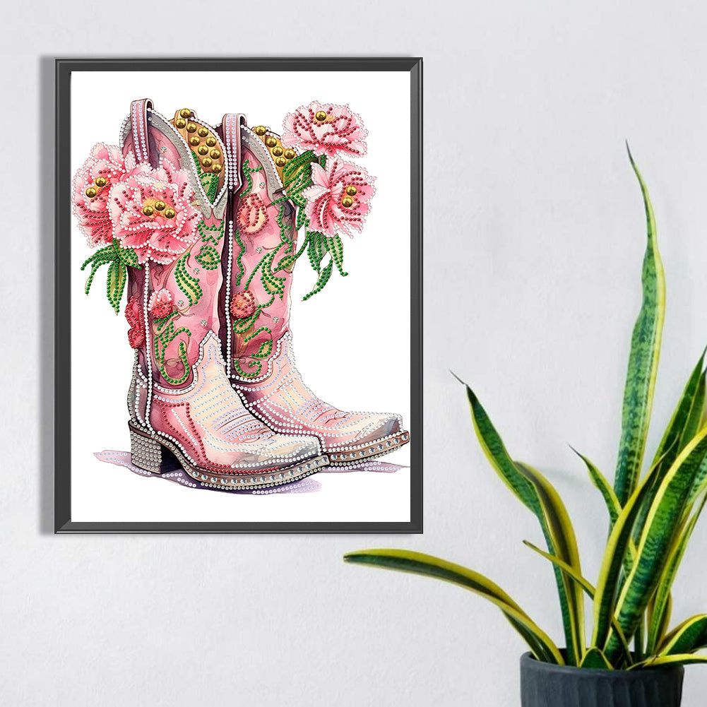 Flower Boots - Special Shaped Drill Diamond Painting 30*40CM