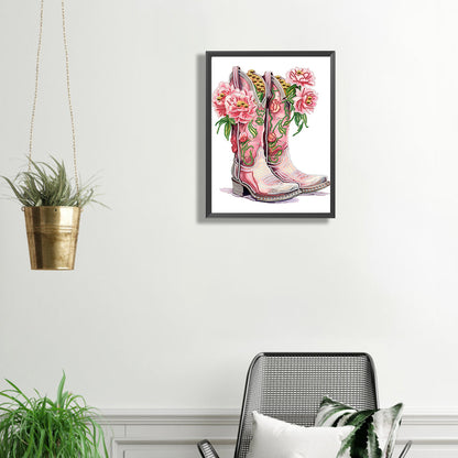 Flower Boots - Special Shaped Drill Diamond Painting 30*40CM