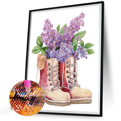 Flower Boots - Special Shaped Drill Diamond Painting 30*40CM