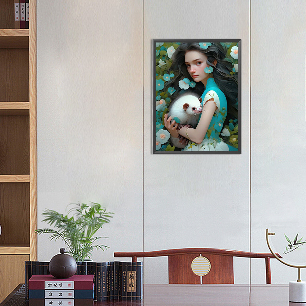 Animal Woman - Full Round Drill Diamond Painting 30*40CM
