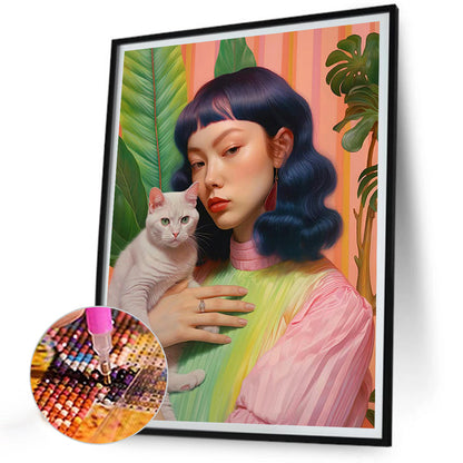 Animal Woman - Full Round Drill Diamond Painting 30*40CM