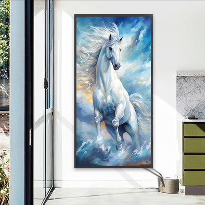 Running White Snow Horse - Full Square Drill Diamond Painting 40*80CM