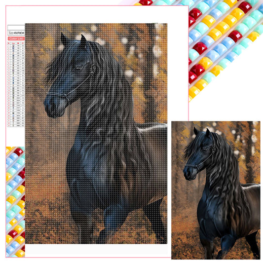 Woods Dark Horse - Full Square Drill Diamond Painting 45*70CM