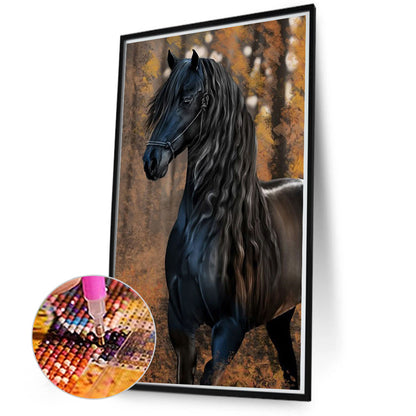 Woods Dark Horse - Full Square Drill Diamond Painting 45*70CM