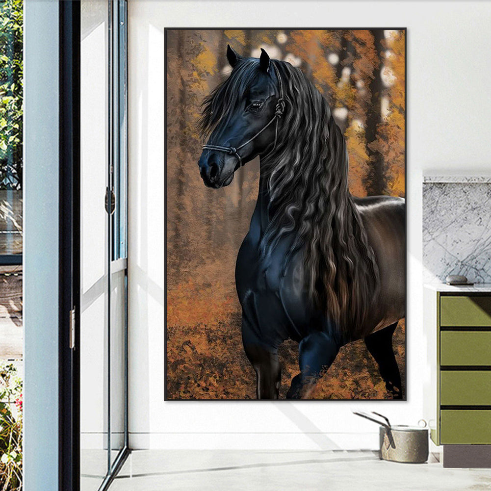 Woods Dark Horse - Full Square Drill Diamond Painting 45*70CM