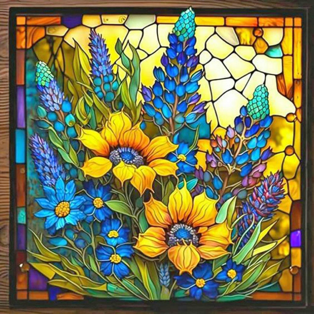 Flower Glass Painting - Full Square Drill Diamond Painting 35*35CM