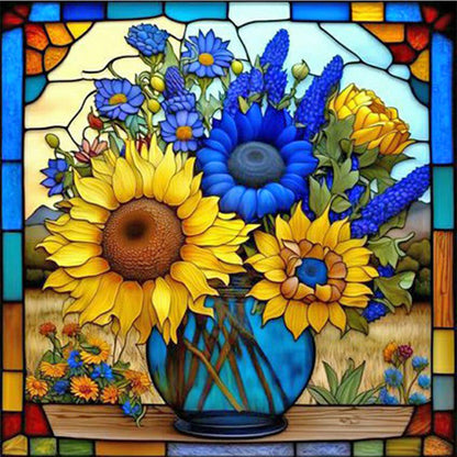 Flower Glass Painting - Full Square Drill Diamond Painting 35*35CM