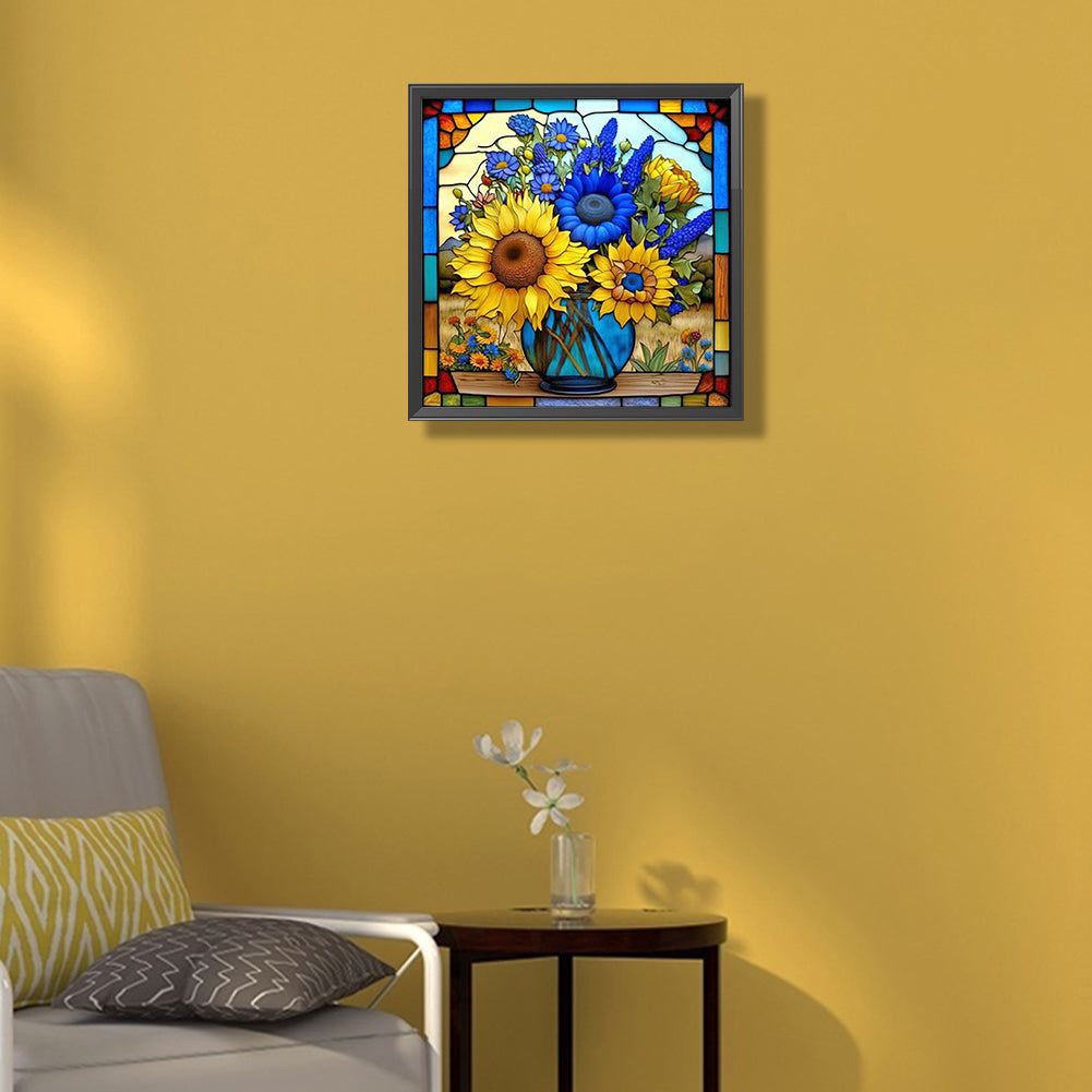 Flower Glass Painting - Full Square Drill Diamond Painting 35*35CM