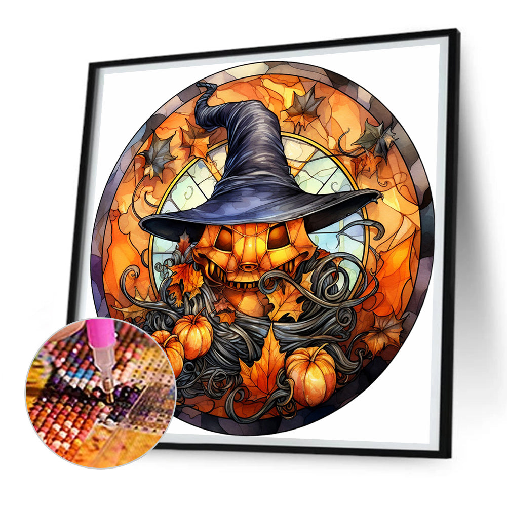 Halloween Horror Atmosphere Glass Painting - Full Round Drill Diamond Painting 30*30CM