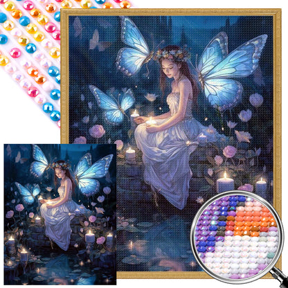 Butterfly Fairy Girl - Full AB Round Drill Diamond Painting 40*50CM