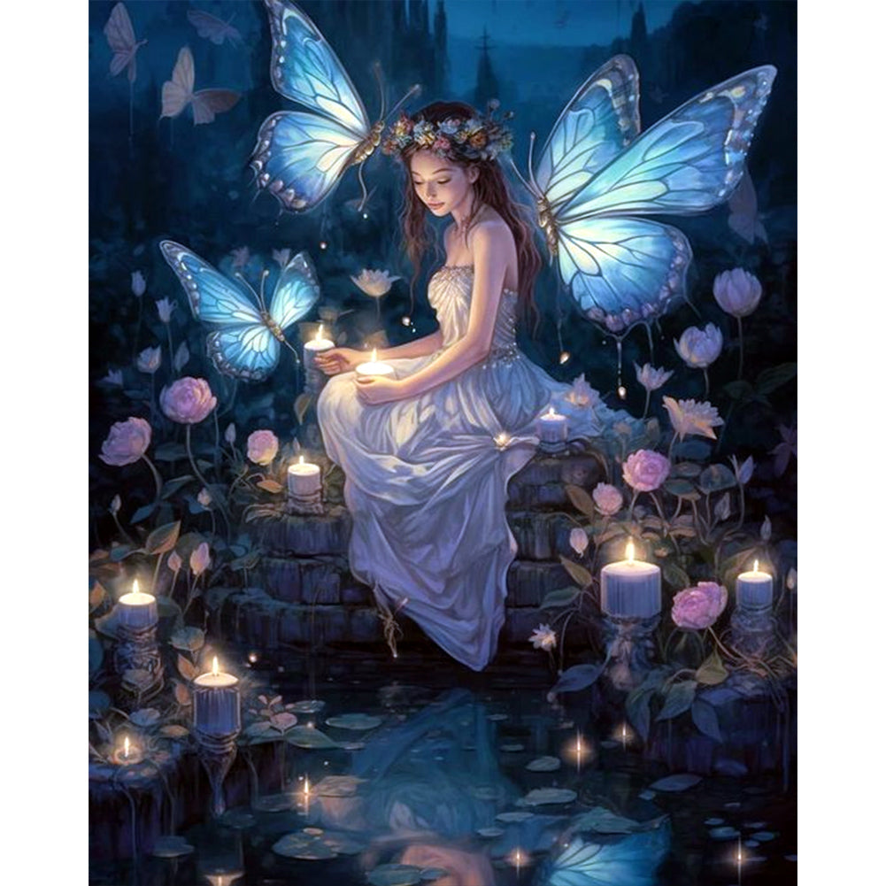 Butterfly Fairy Girl - Full AB Round Drill Diamond Painting 40*50CM