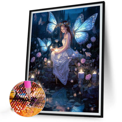 Butterfly Fairy Girl - Full AB Round Drill Diamond Painting 40*50CM