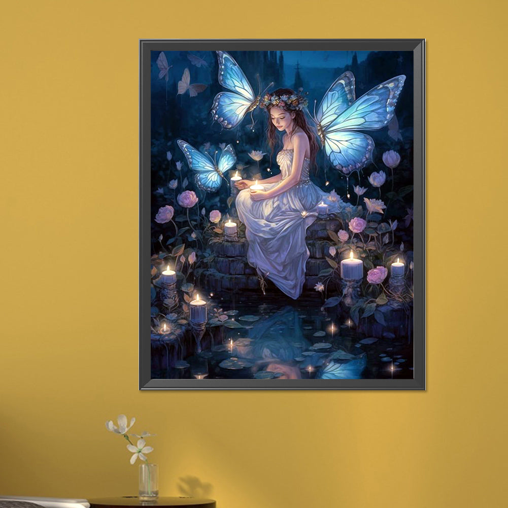 Butterfly Fairy Girl - Full AB Round Drill Diamond Painting 40*50CM