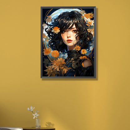 Flower Girl - Full AB Round Drill Diamond Painting 40*55CM