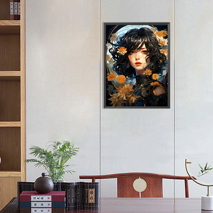 Flower Girl - Full AB Round Drill Diamond Painting 40*55CM