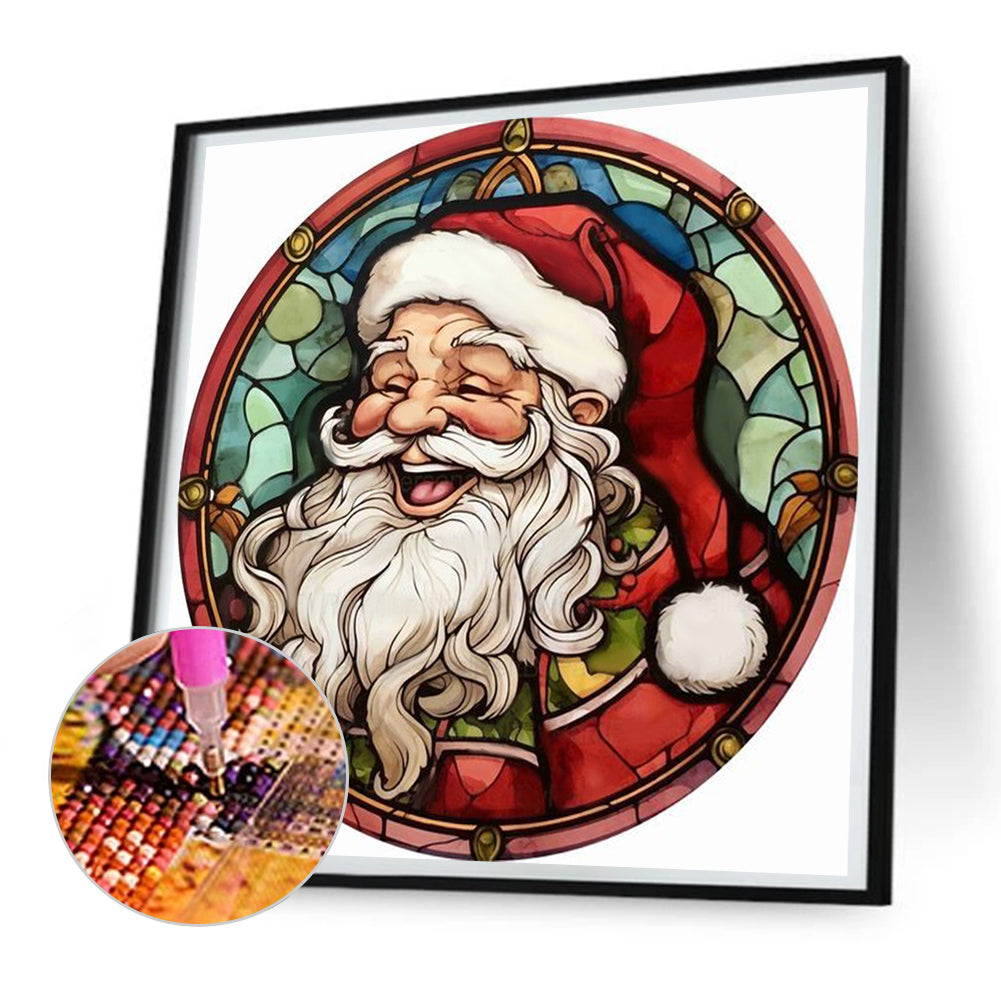 Round Card Santa Claus - Full Round Drill Diamond Painting 30*30CM