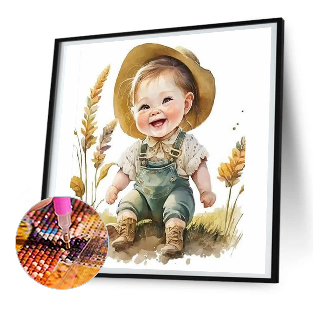 Farm Cowboy Kids - Full Round Drill Diamond Painting 30*30CM