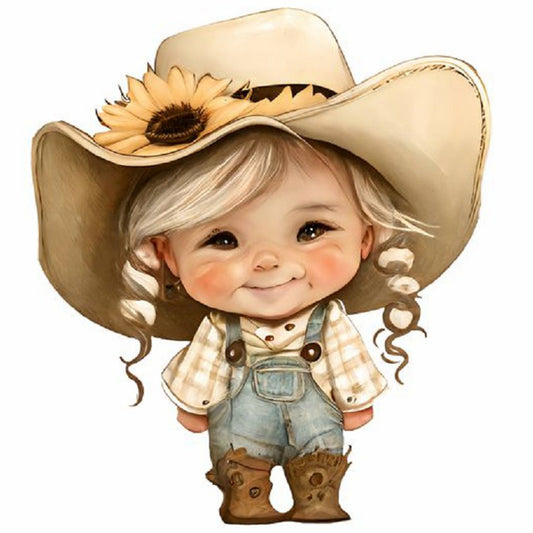 Farm Cowboy Kids - Full Round Drill Diamond Painting 30*30CM