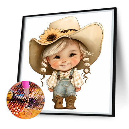 Farm Cowboy Kids - Full Round Drill Diamond Painting 30*30CM