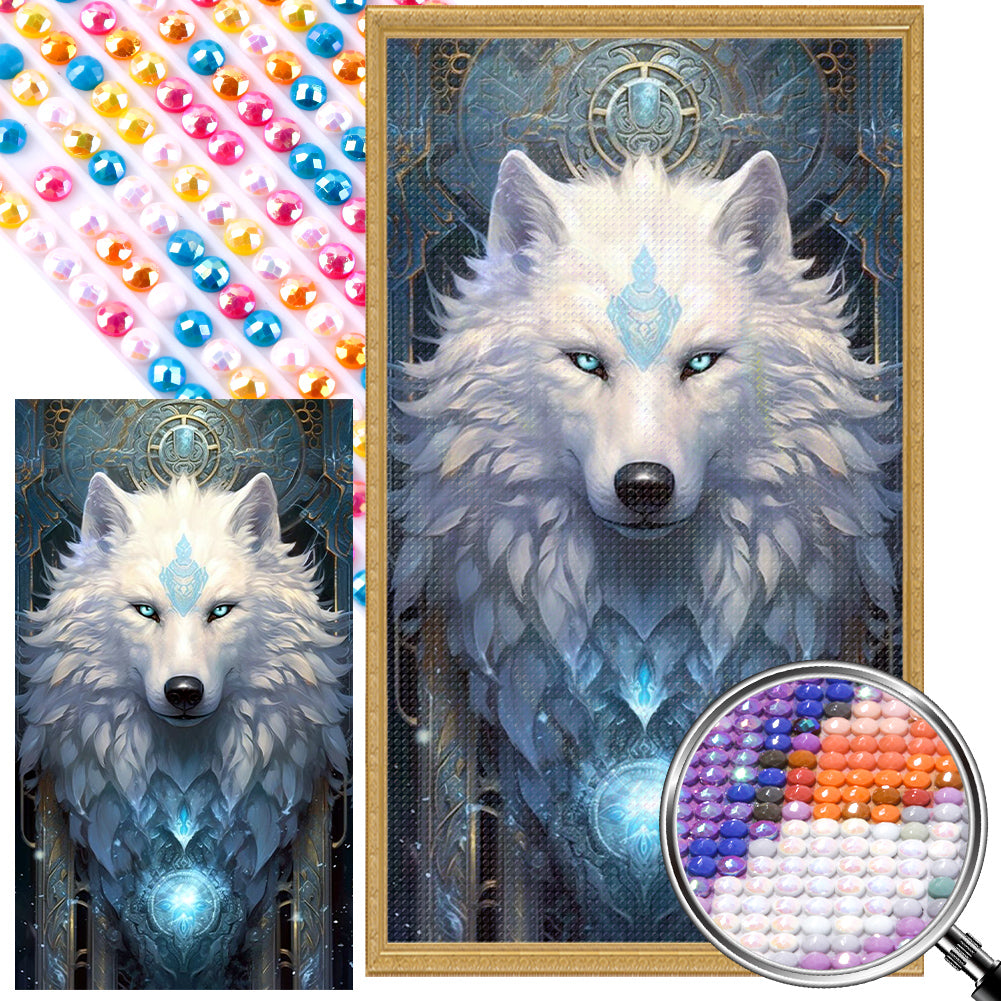 Ice Aurora Wolf - Full AB Round Drill Diamond Painting 40*70CM