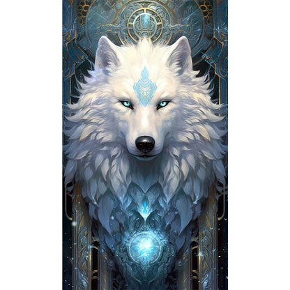 Ice Aurora Wolf - Full AB Round Drill Diamond Painting 40*70CM