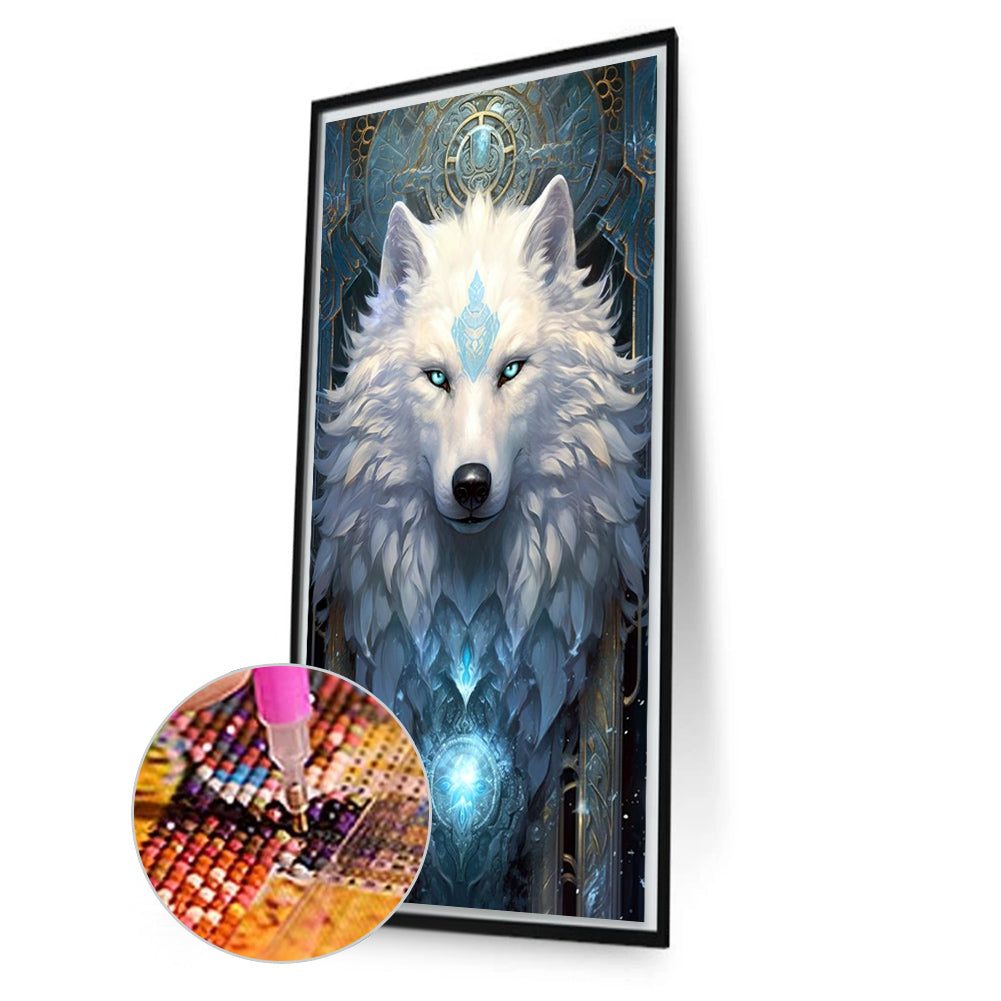 Ice Aurora Wolf - Full AB Round Drill Diamond Painting 40*70CM