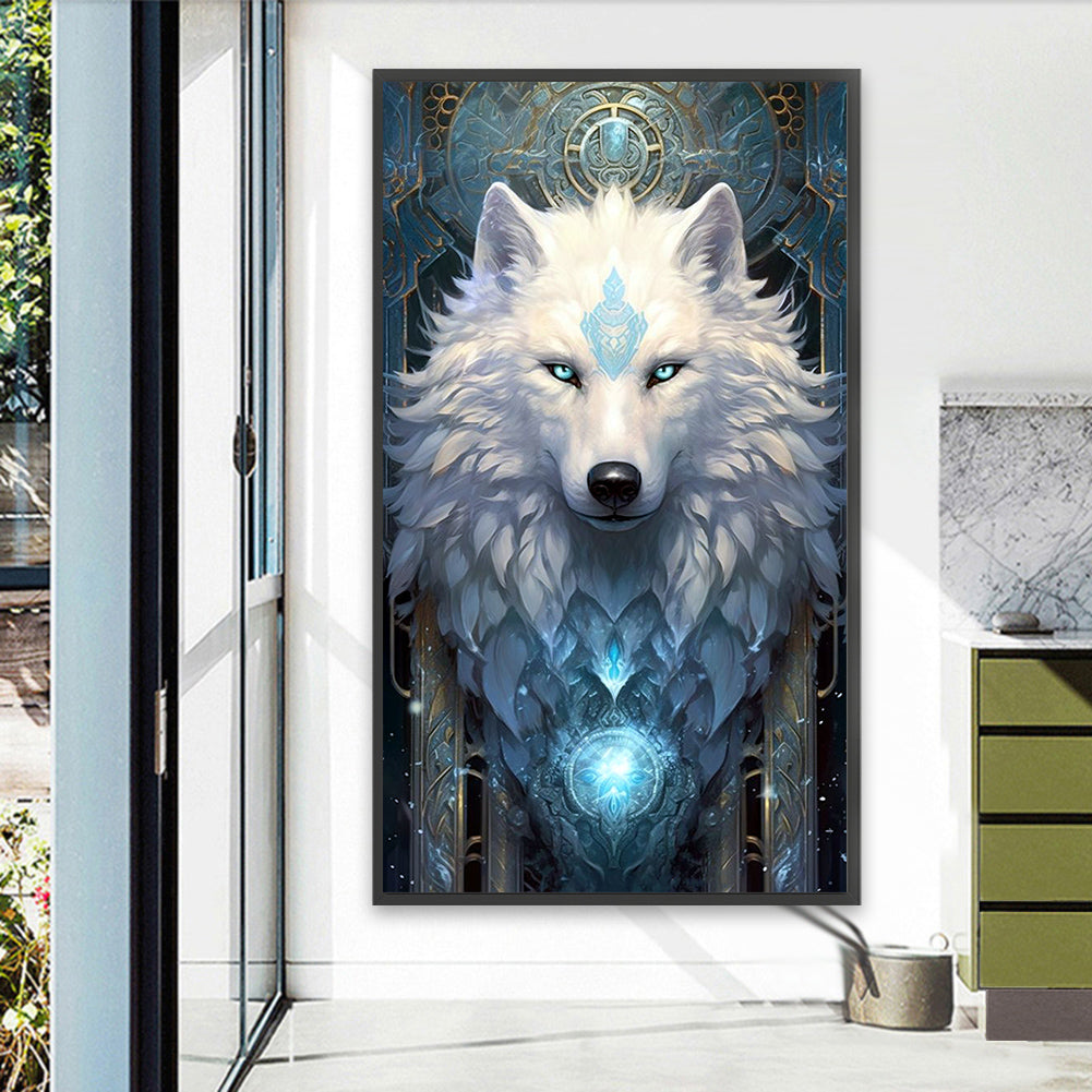 Ice Aurora Wolf - Full AB Round Drill Diamond Painting 40*70CM