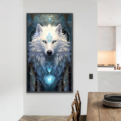 Ice Aurora Wolf - Full AB Round Drill Diamond Painting 40*70CM