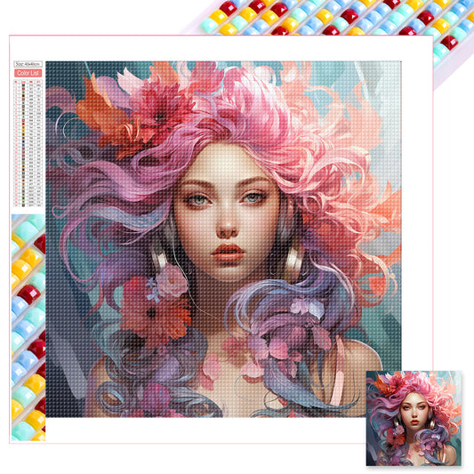 Pink Beauty - Full Square Drill Diamond Painting 40*40CM