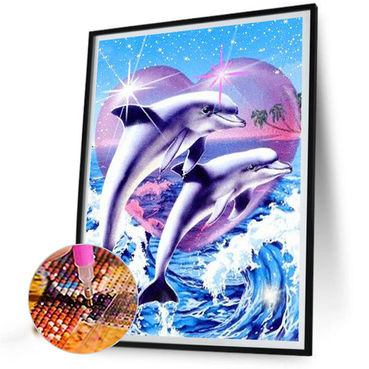 Love Dolphins - Full Round Drill Diamond Painting 40*50CM