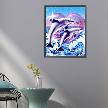 Love Dolphins - Full Round Drill Diamond Painting 40*50CM