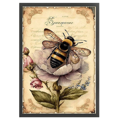 Retro Poster - Bee And Flowers - 11CT Stamped Cross Stitch 40*60CM