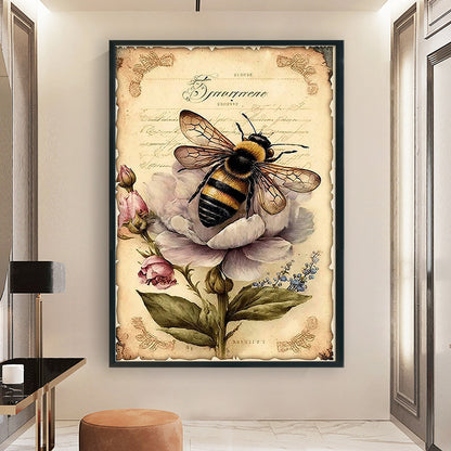 Retro Poster - Bee And Flowers - 11CT Stamped Cross Stitch 40*60CM