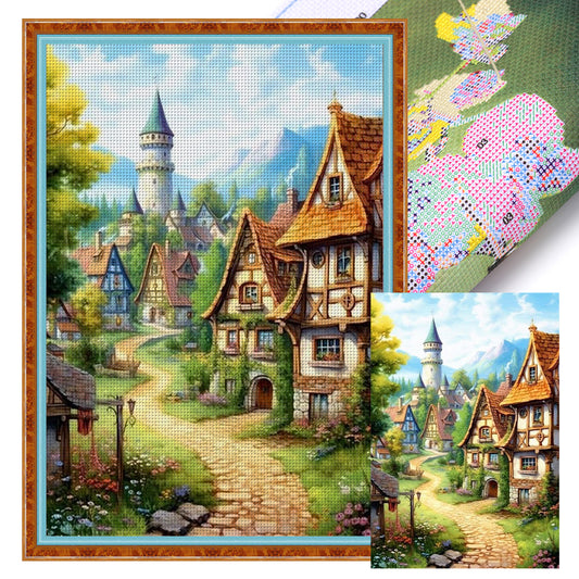 Landscape Scenery Cabin - 11CT Stamped Cross Stitch 40*60CM