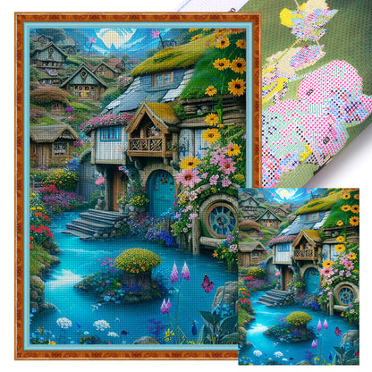 Landscape Scenery Cabin - 11CT Stamped Cross Stitch 40*60CM