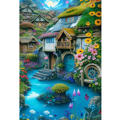 Landscape Scenery Cabin - 11CT Stamped Cross Stitch 40*60CM