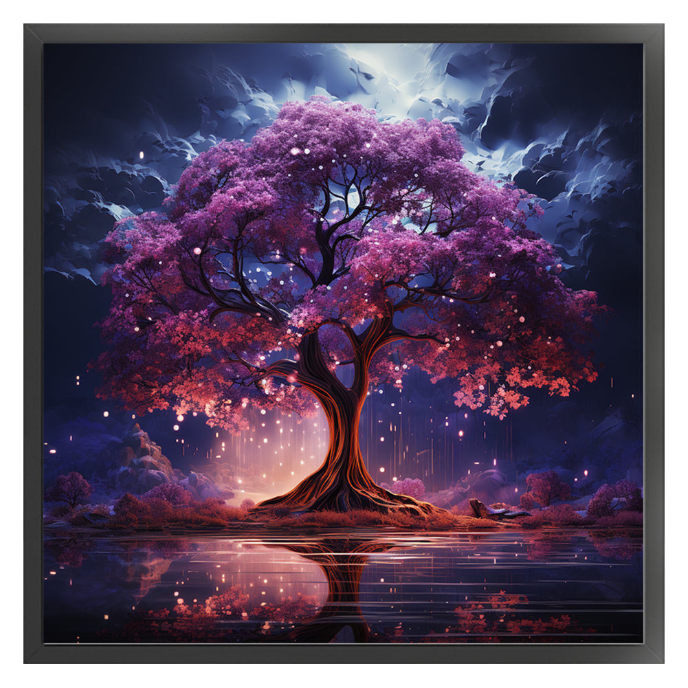 Fantasy Purple Flowering Tree - 14CT Stamped Cross Stitch 50*50CM