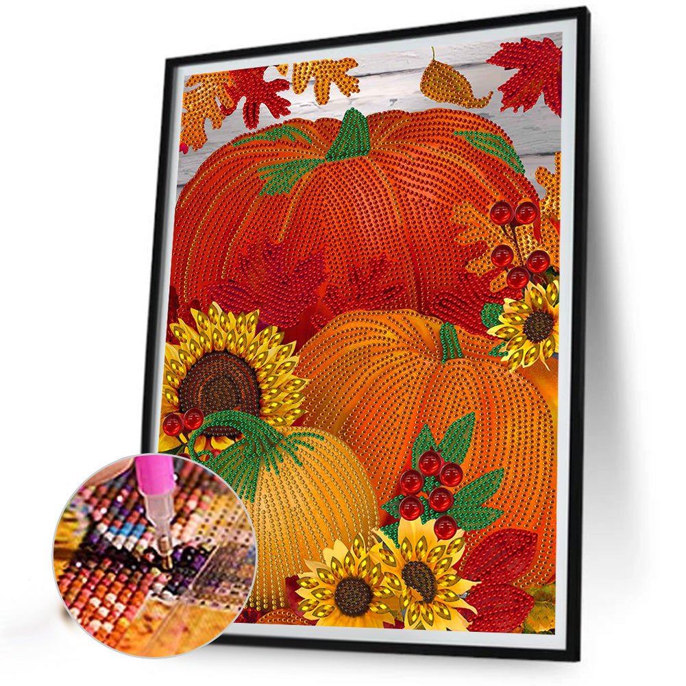 Thanksgiving Pumpkin Herbs - Special Shaped Drill Diamond Painting 30*40CM