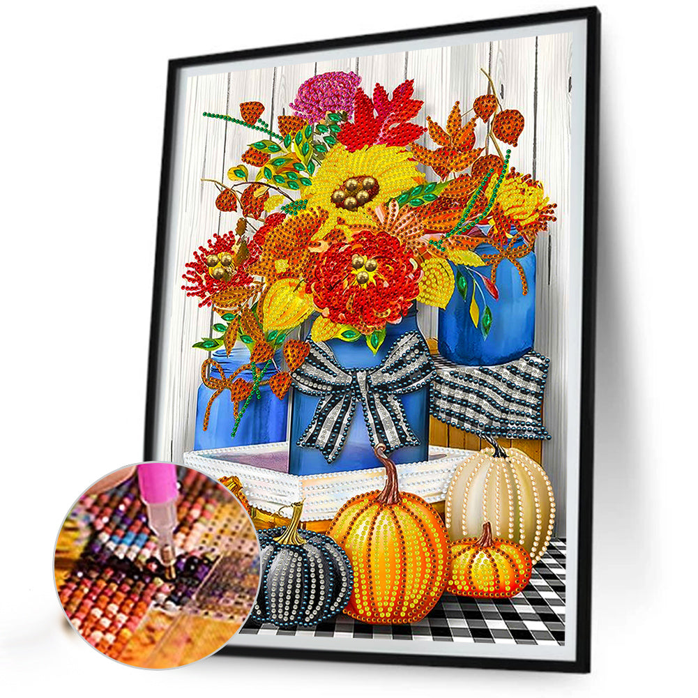 Thanksgiving Pumpkin Herbs - Special Shaped Drill Diamond Painting 30*40CM