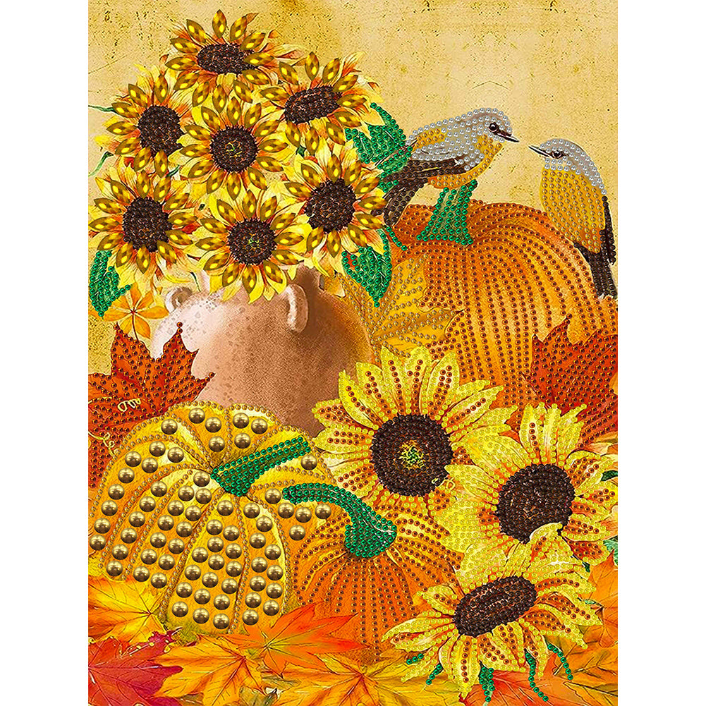 Thanksgiving Pumpkin Herbs - Special Shaped Drill Diamond Painting 30*40CM