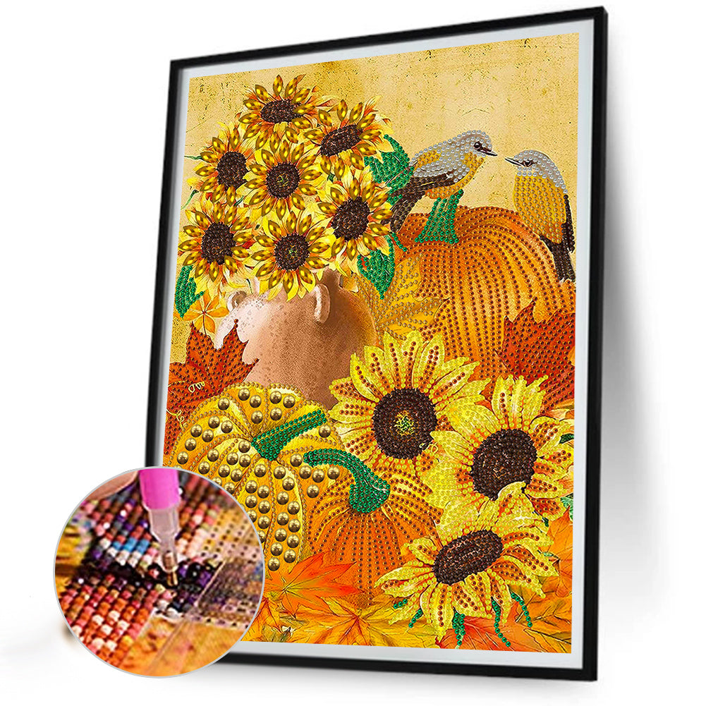 Thanksgiving Pumpkin Herbs - Special Shaped Drill Diamond Painting 30*40CM