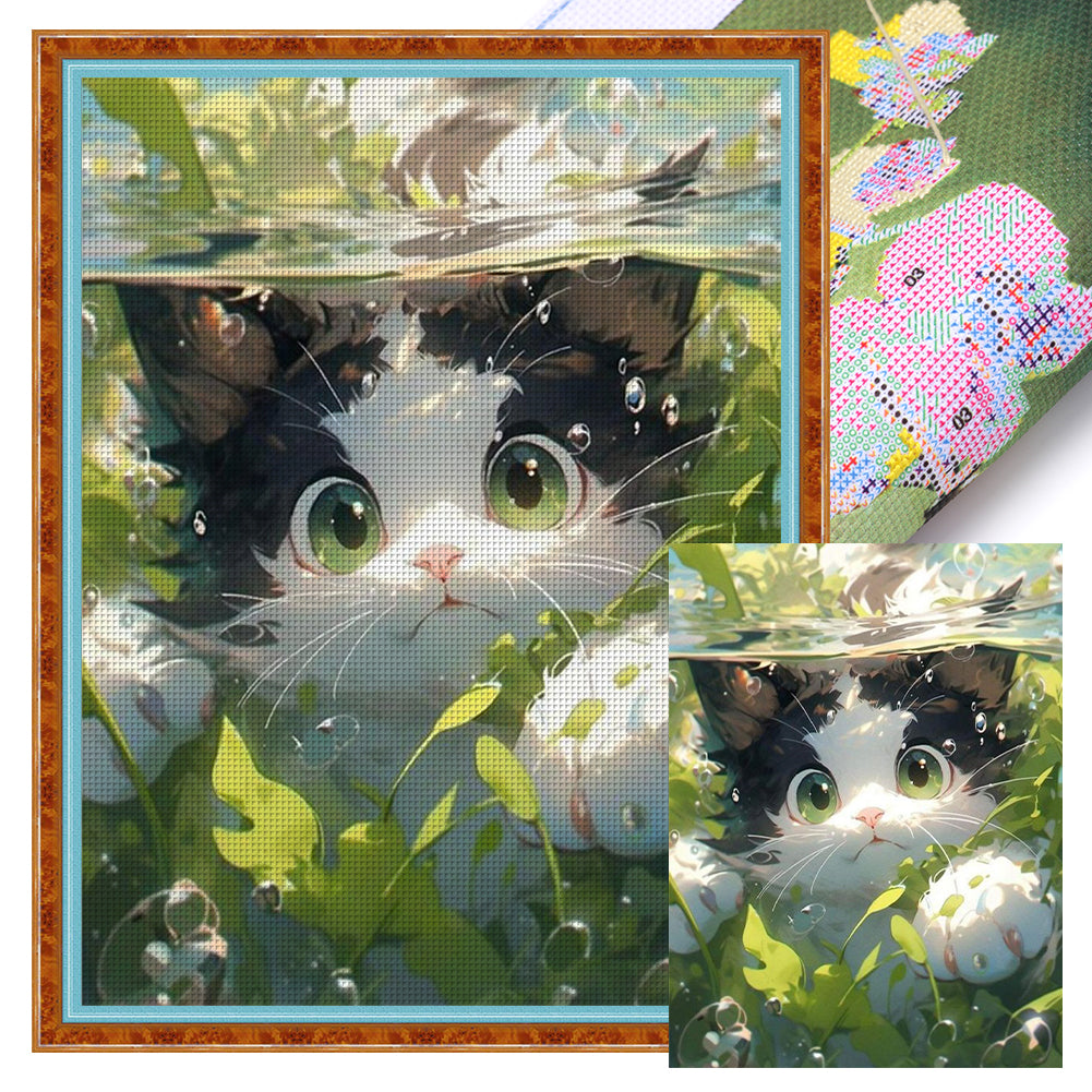 Cute Cat Diving - 11CT Stamped Cross Stitch 40*55CM